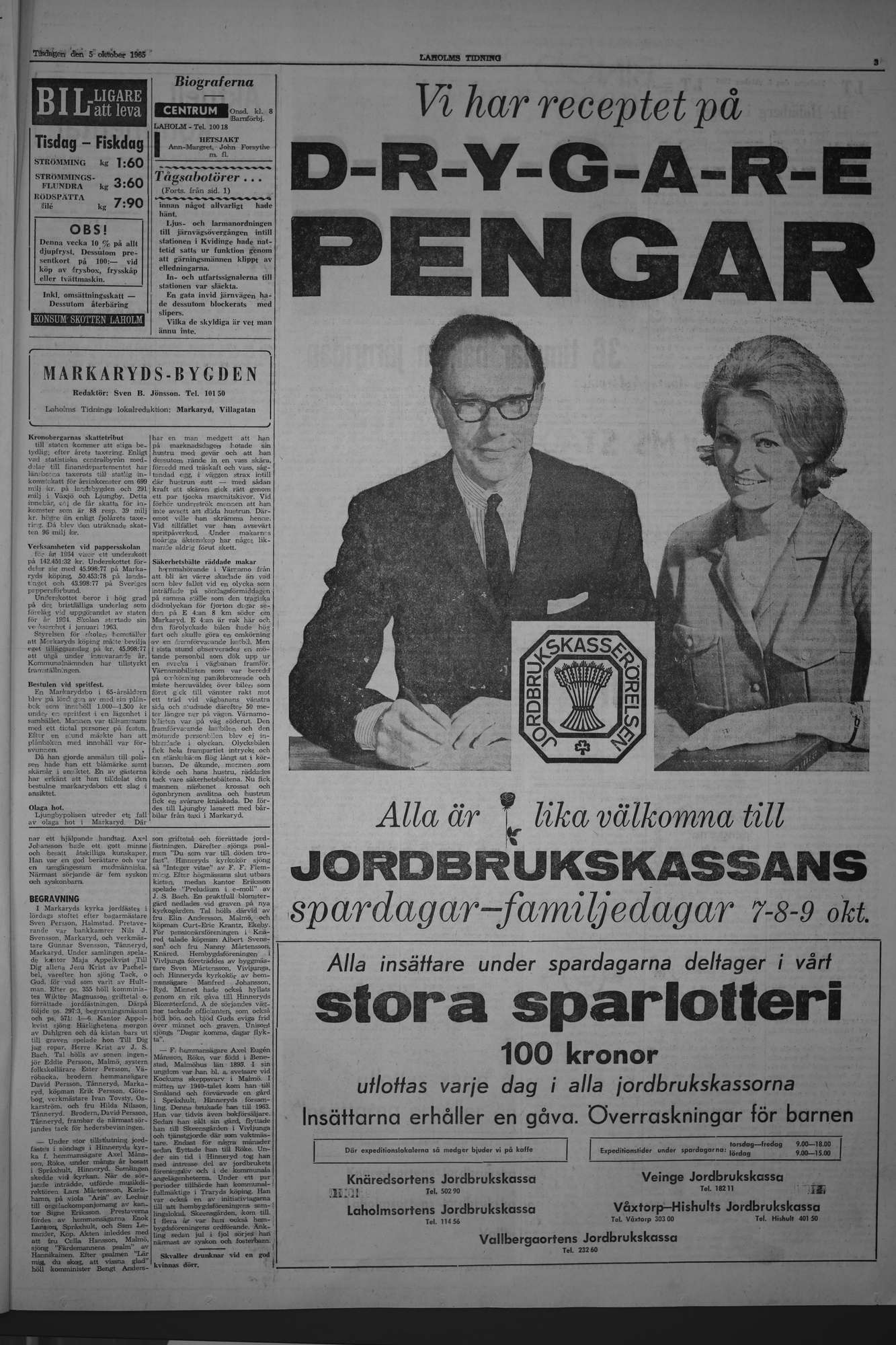Laholms Tidning Tisdag 5 oktober 1965, sida 3