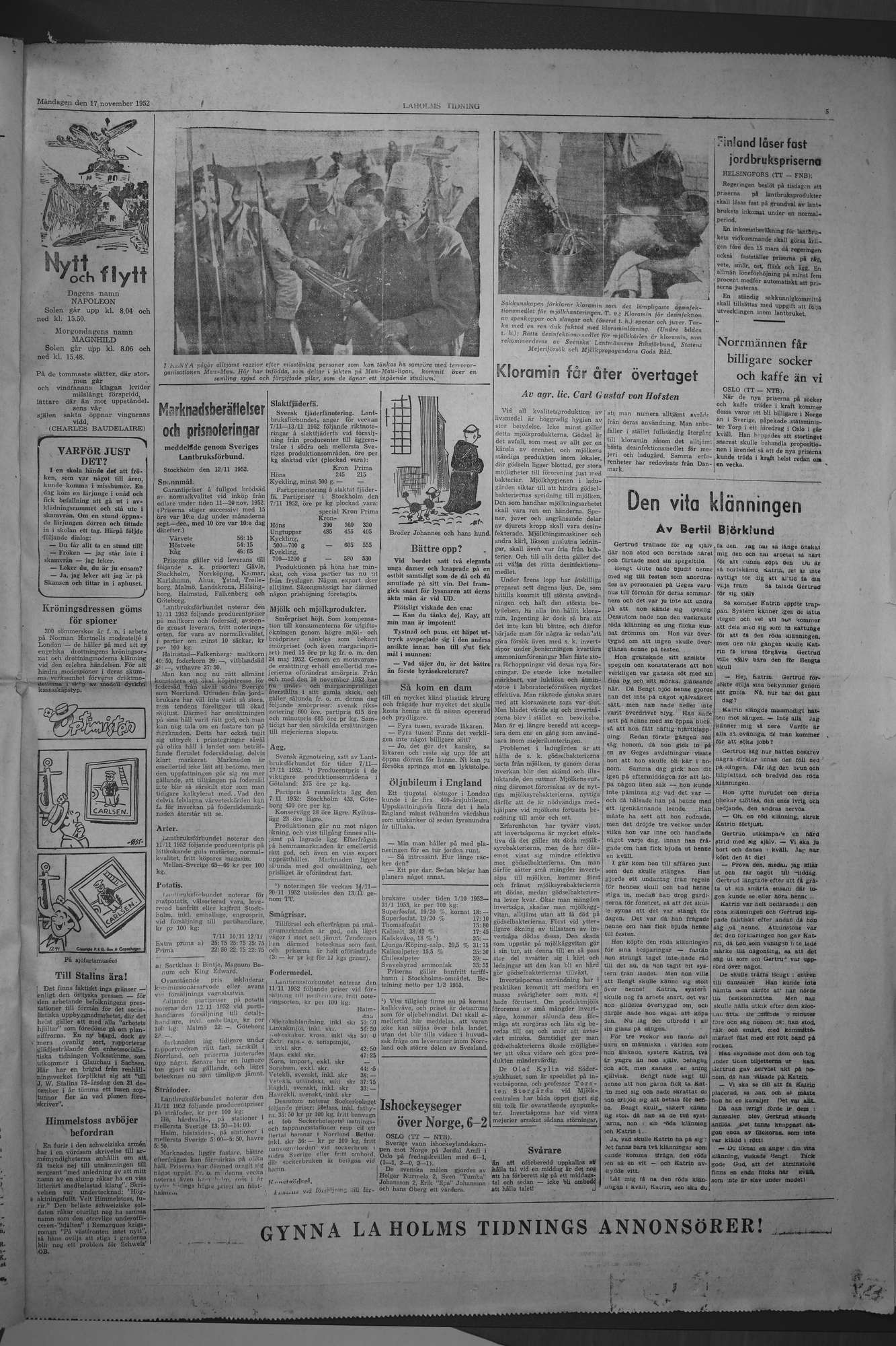 Laholms Tidning Måndag 17 november 1952, sida 5