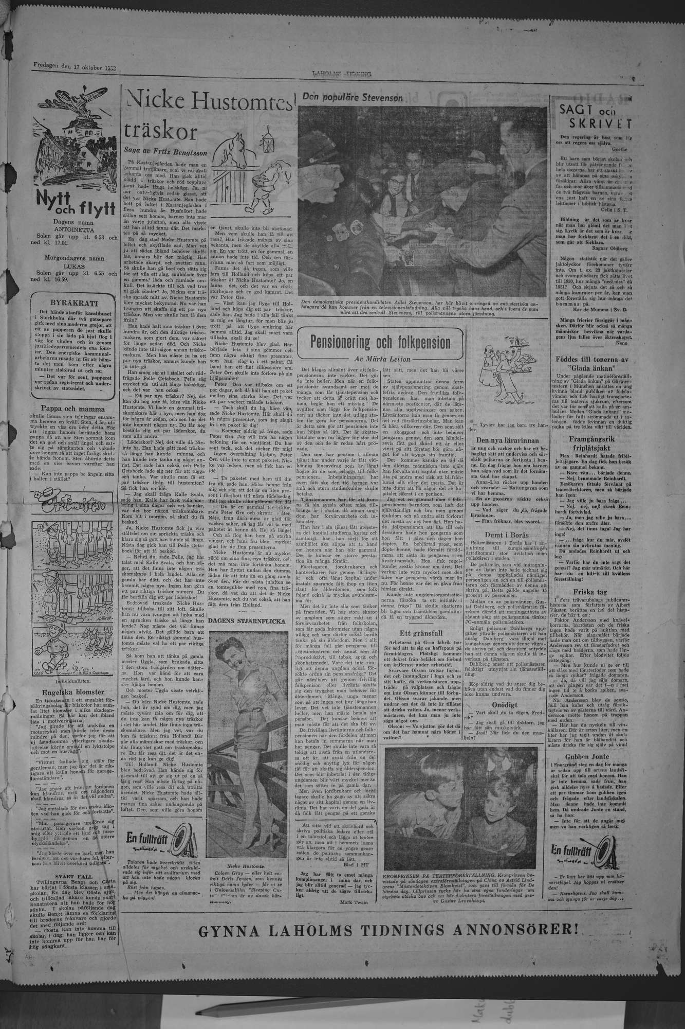 Laholms Tidning Fredag 17 oktober 1952, sida 7