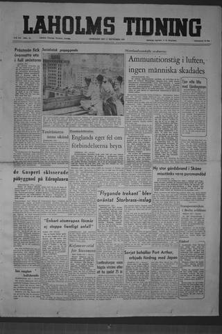 Förstasidan, Onsdag 17 september 1952