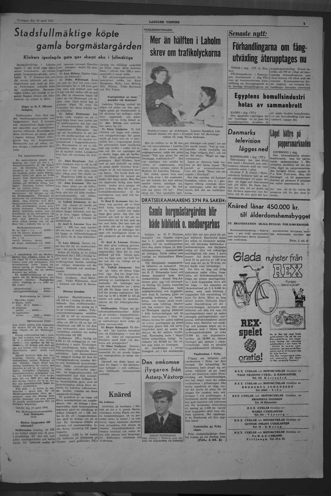 Laholms Tidning Fredag 18 april 1952, sida 3