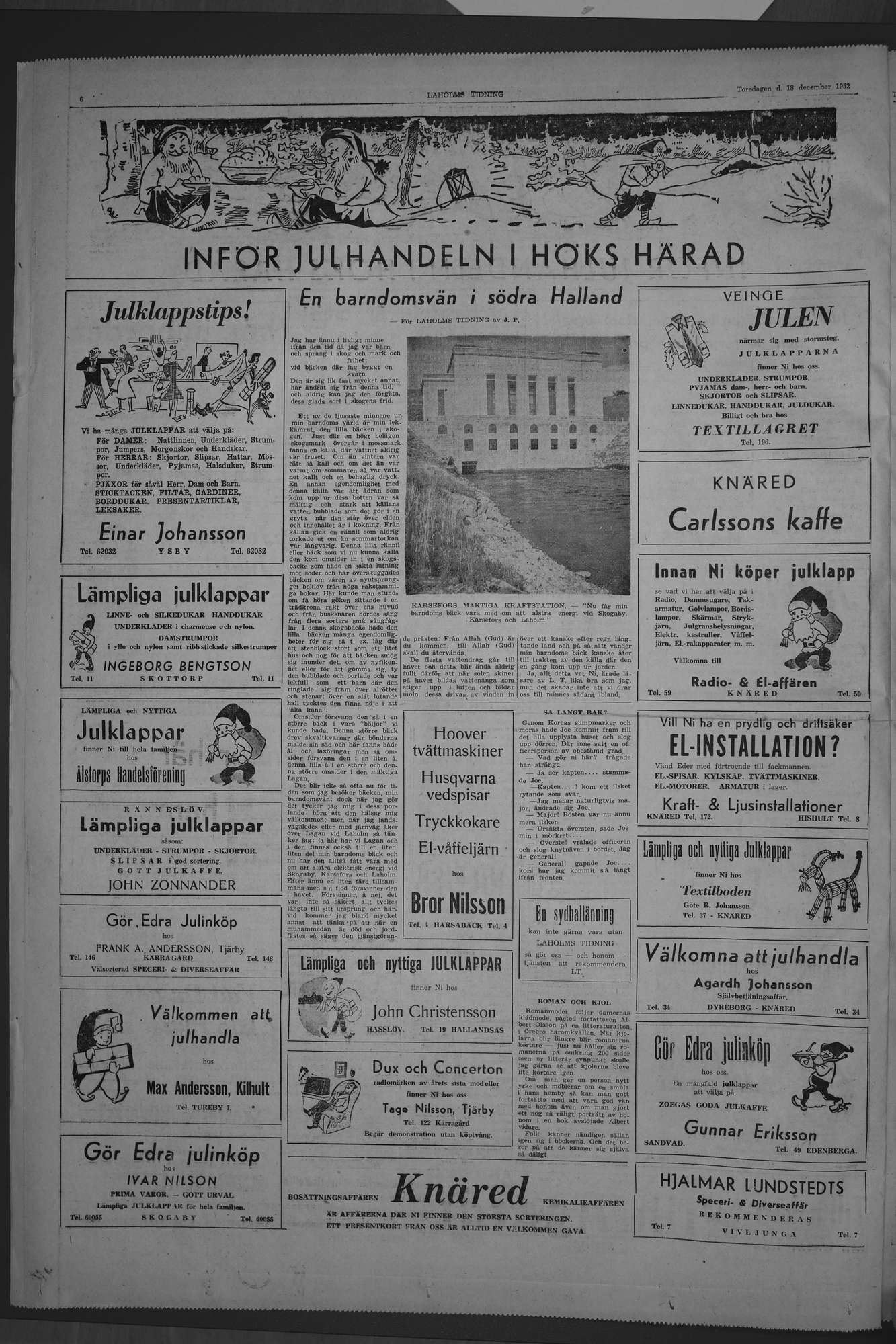 Laholms Tidning Torsdag 18 december 1952, sida 6
