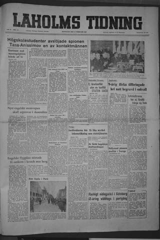 Förstasidan, Måndag 18 februari 1952
