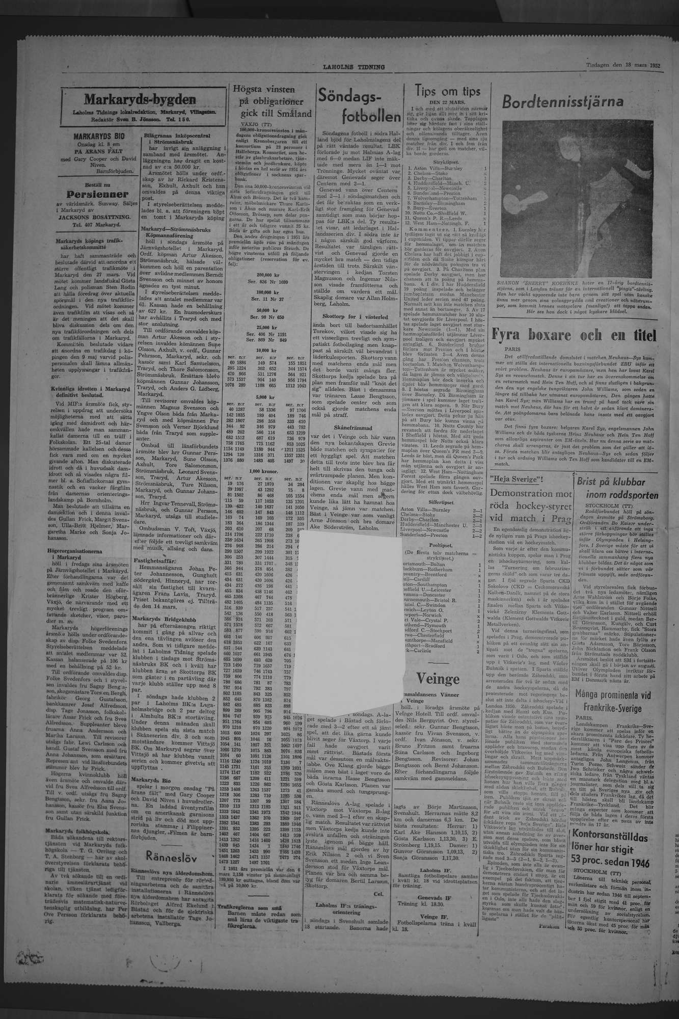 Laholms Tidning Tisdag 18 mars 1952, sida 4
