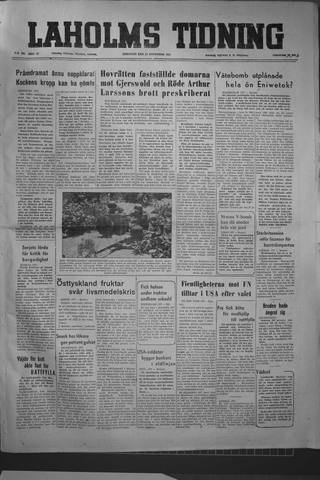 Förstasidan, Tisdag 18 november 1952