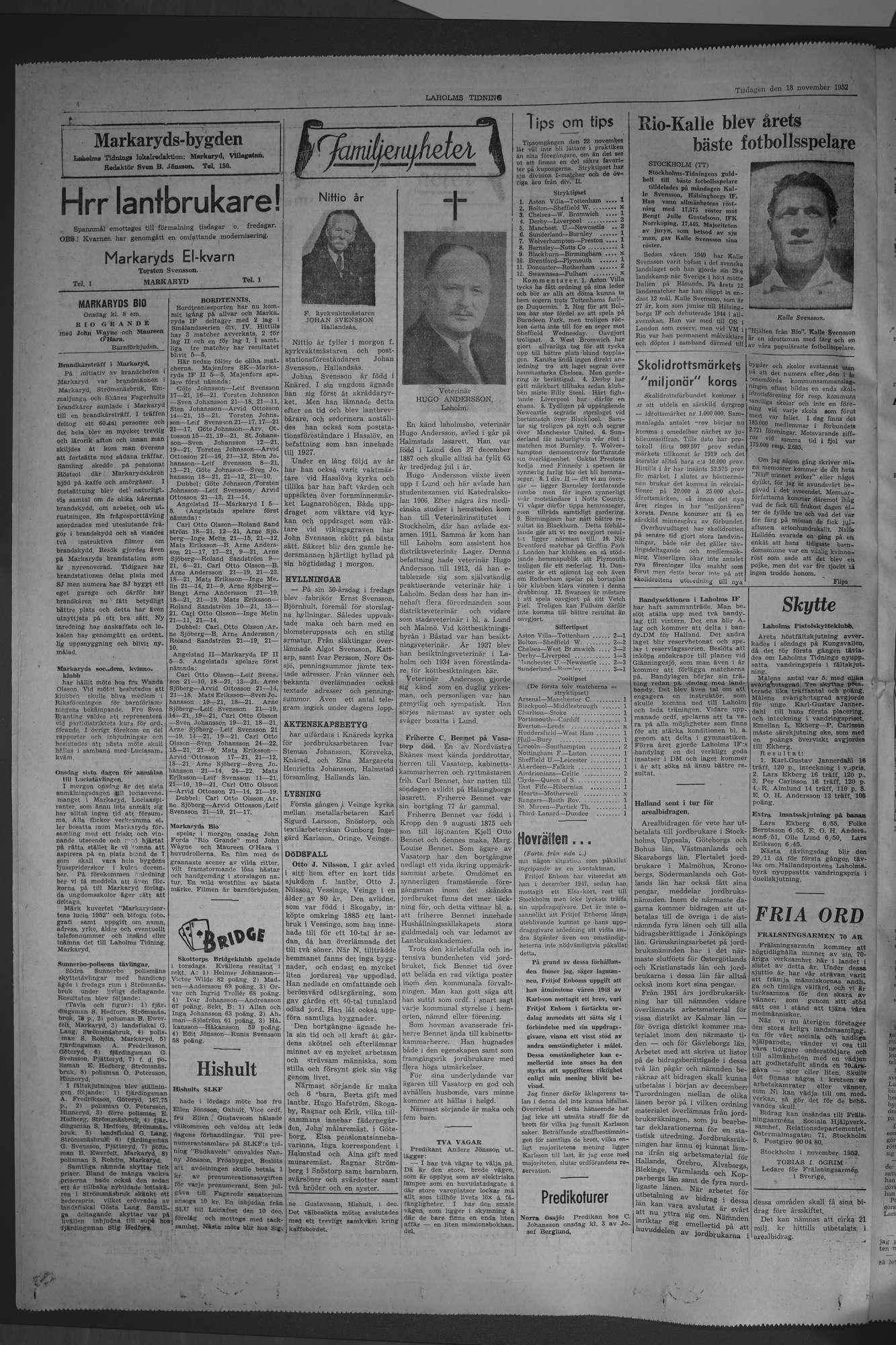 Laholms Tidning Tisdag 18 november 1952, sida 4