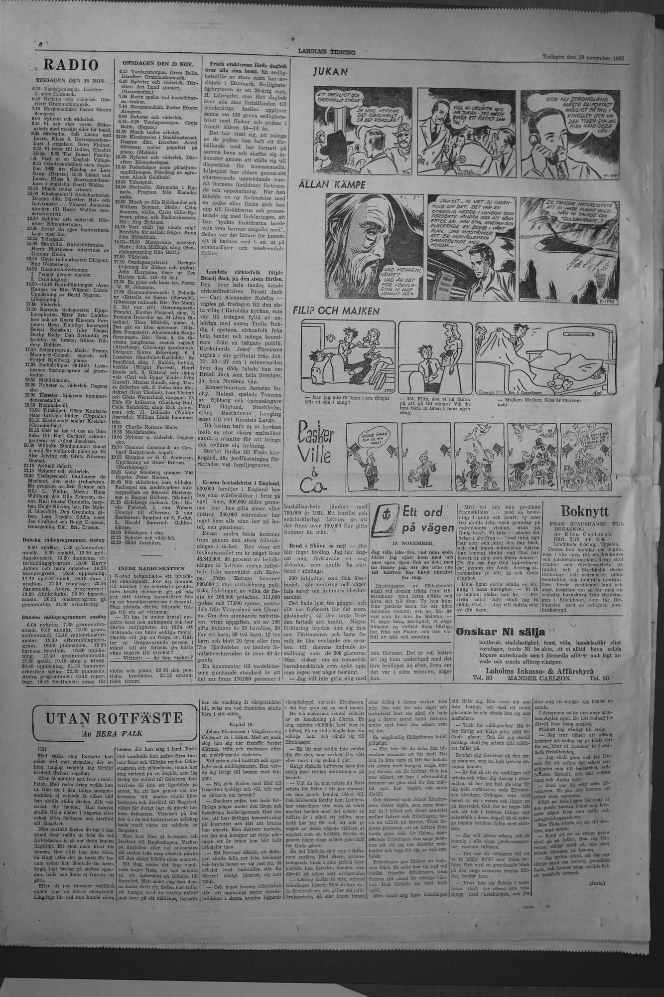 Laholms Tidning Tisdag 18 november 1952, sida 6