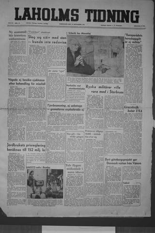 Förstasidan, Torsdag 18 september 1952