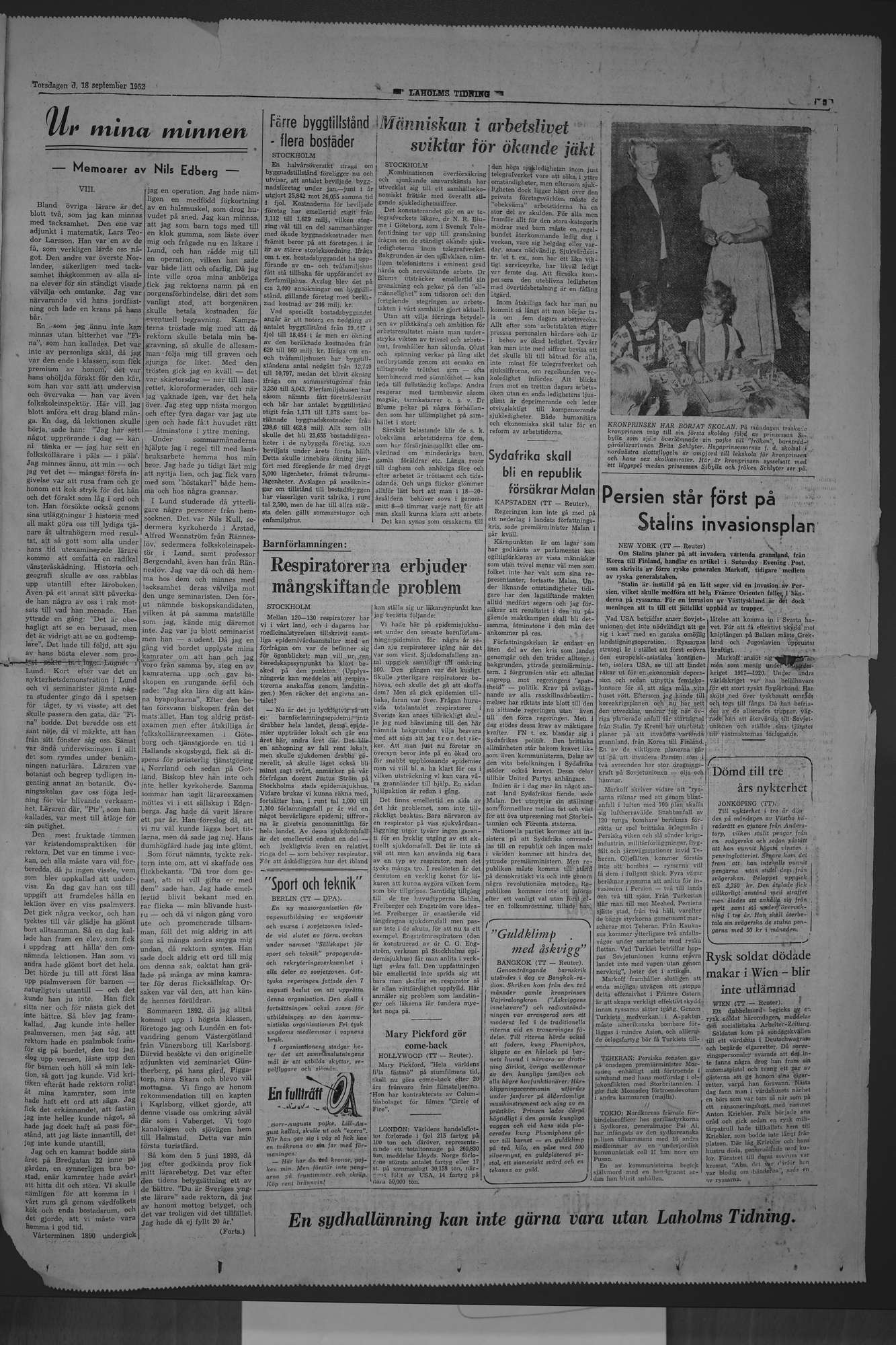 Laholms Tidning Torsdag 18 september 1952, sida 5