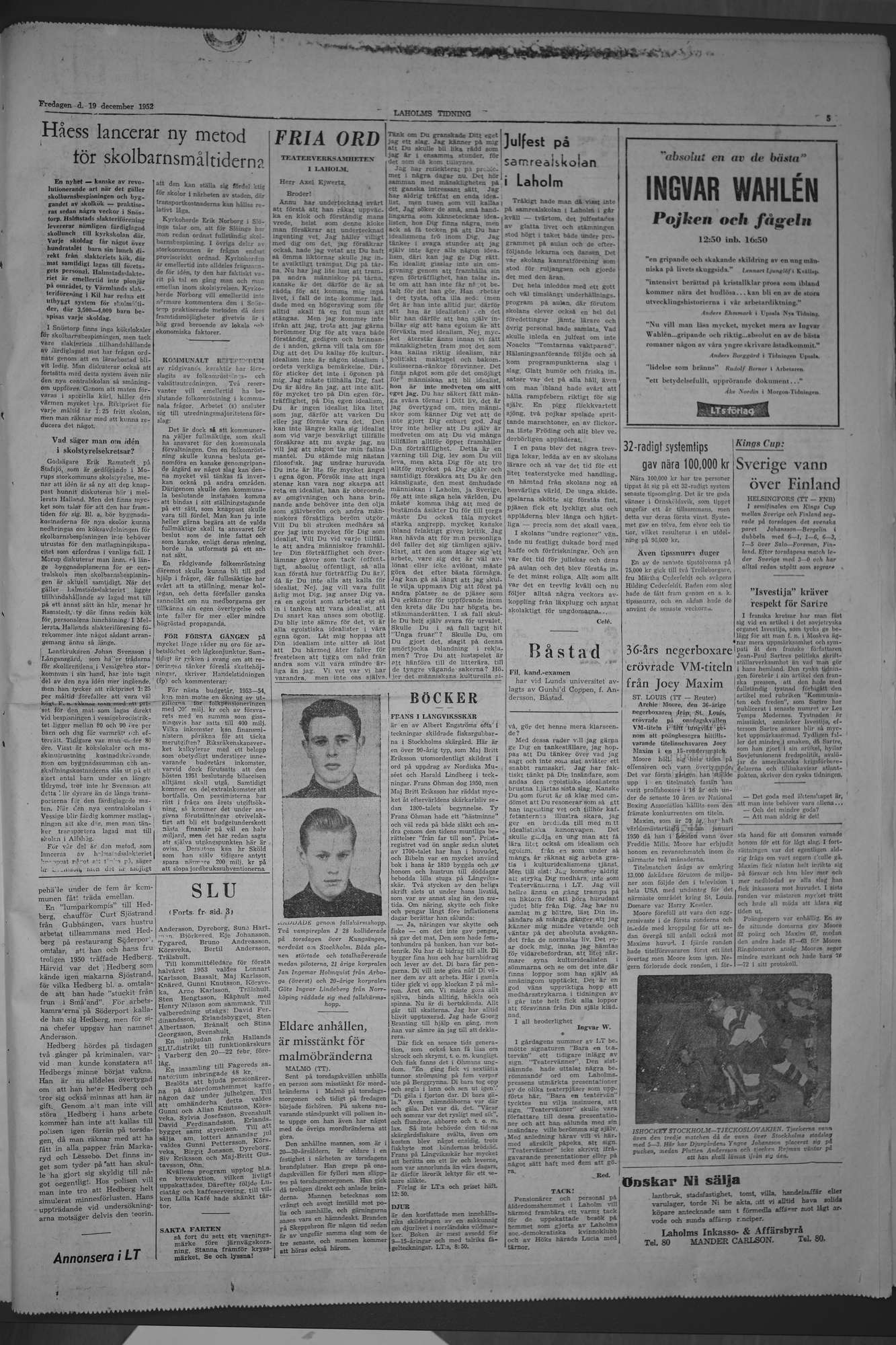 Laholms Tidning Fredag 19 december 1952, sida 5