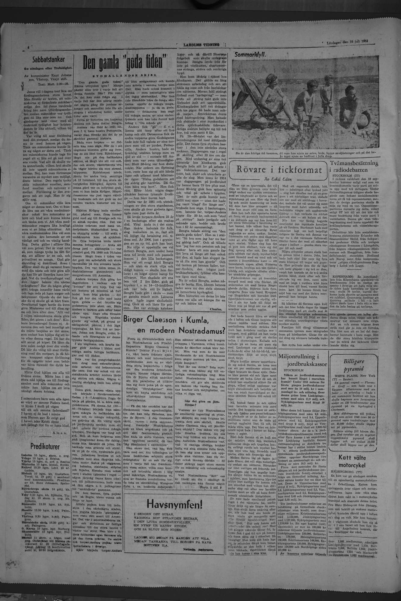 Laholms Tidning Lördag 19 juli 1952, sida 6