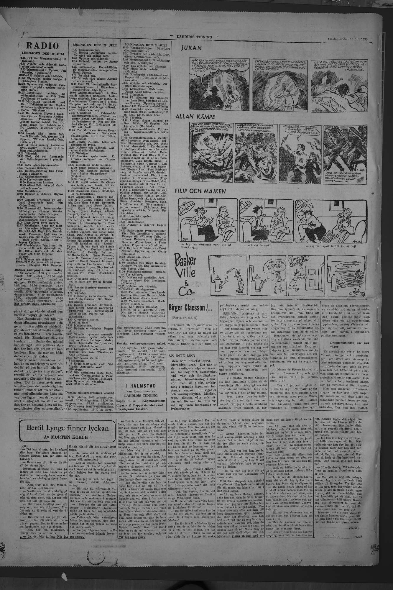 Laholms Tidning Lördag 19 juli 1952, sida 8