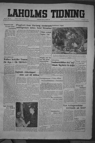 Förstasidan, Onsdag 19 mars 1952