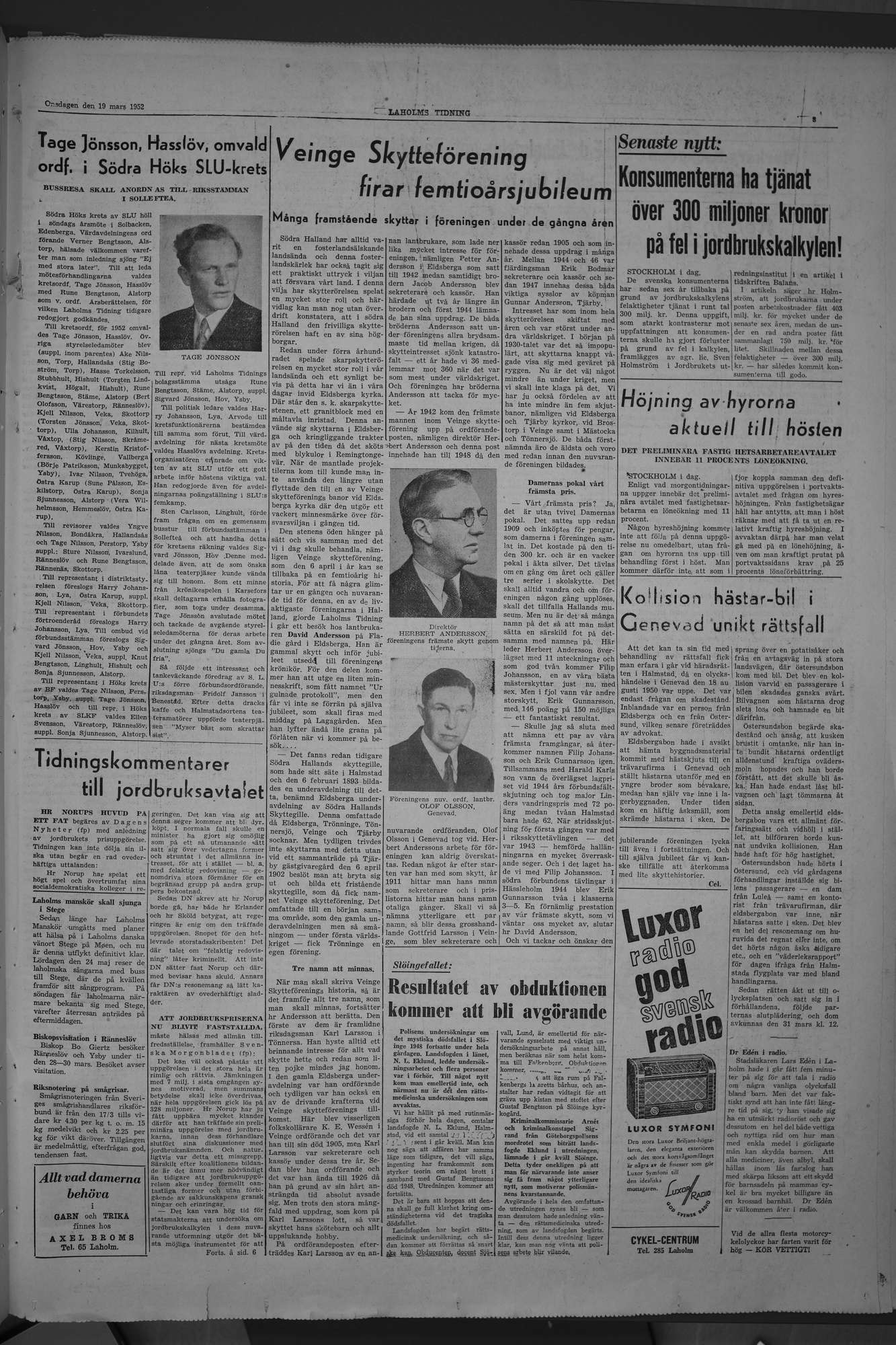 Laholms Tidning Onsdag 19 mars 1952, sida 3