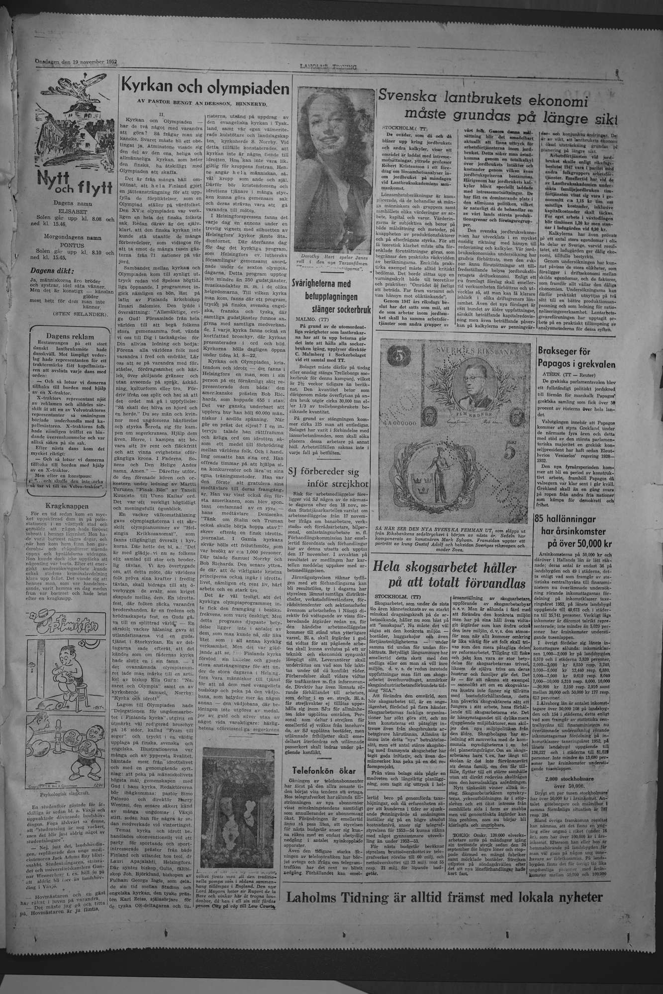 Laholms Tidning Onsdag 19 november 1952, sida 5