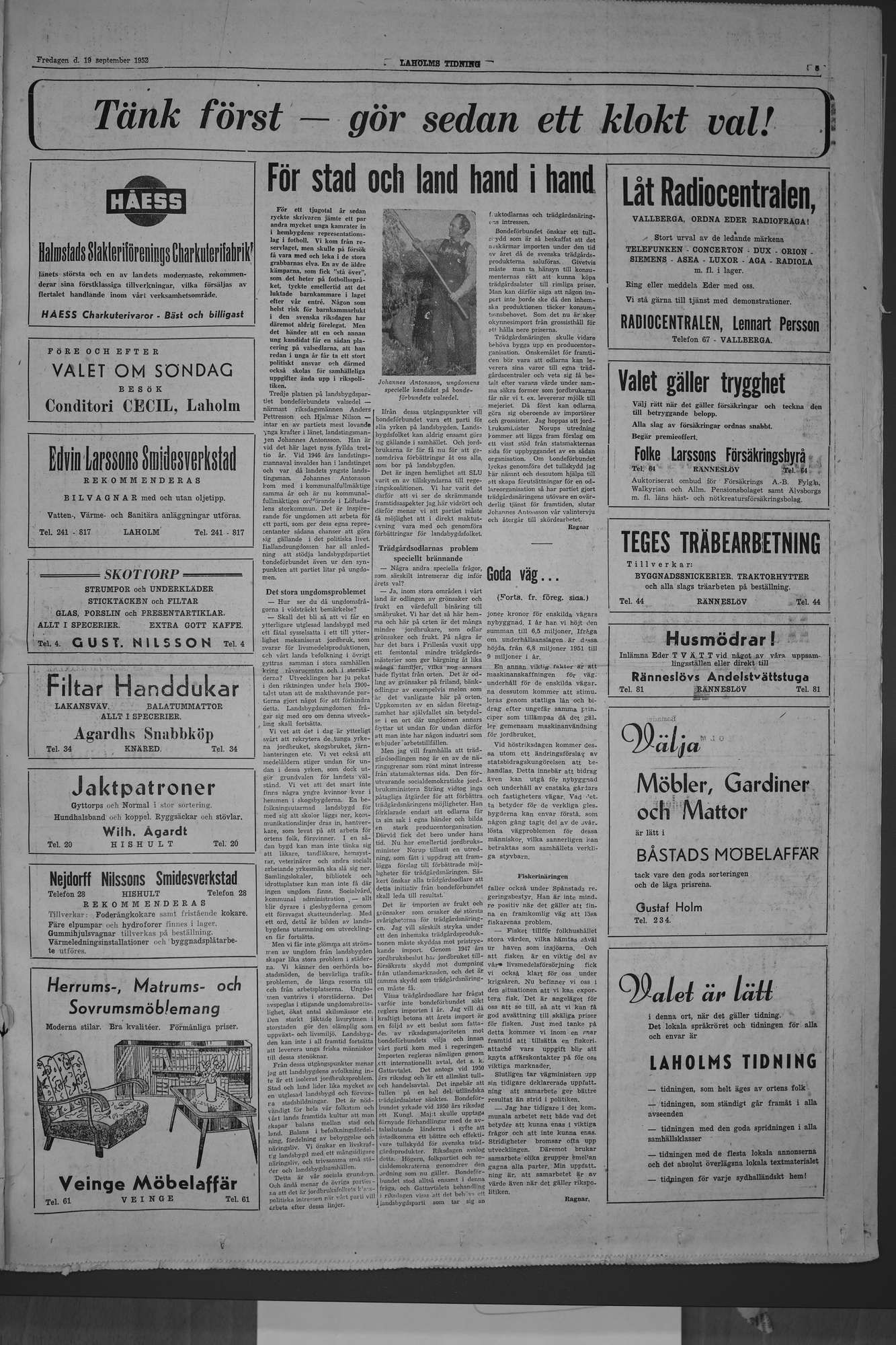 Laholms Tidning Fredag 19 september 1952, sida 5