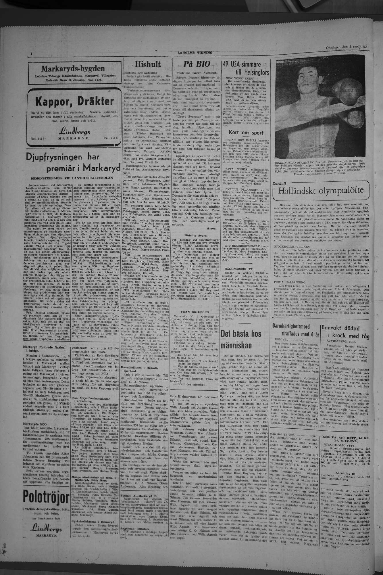 Laholms Tidning Onsdag 2 april 1952, sida 4