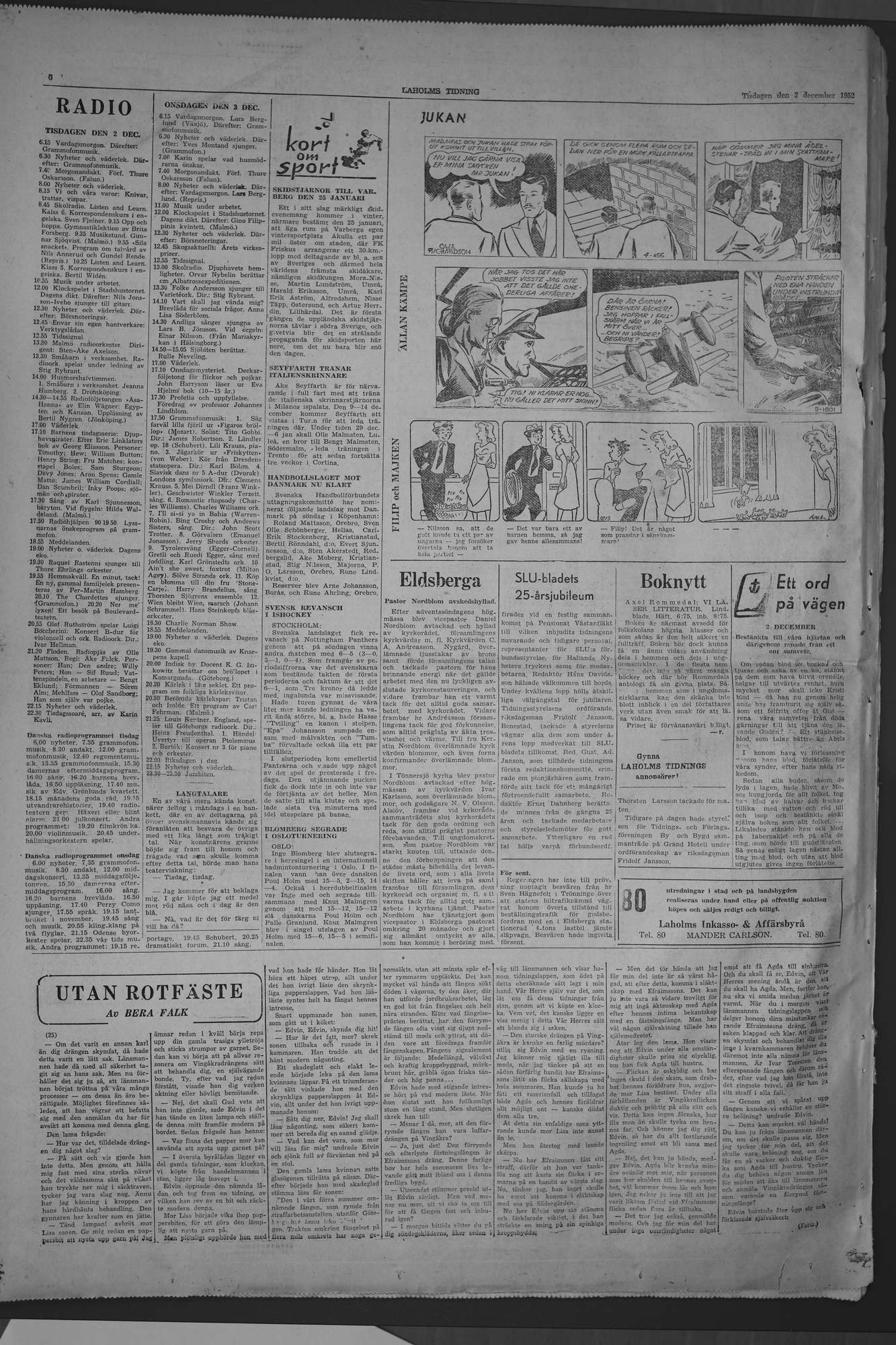 Laholms Tidning Tisdag 2 december 1952, sida 6