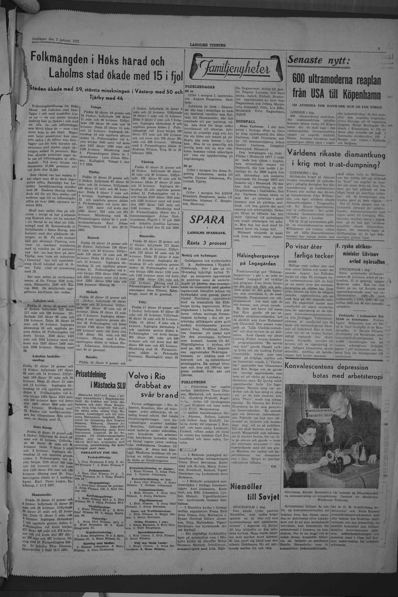 Laholms Tidning Onsdag 2 januari 1952, sida 3