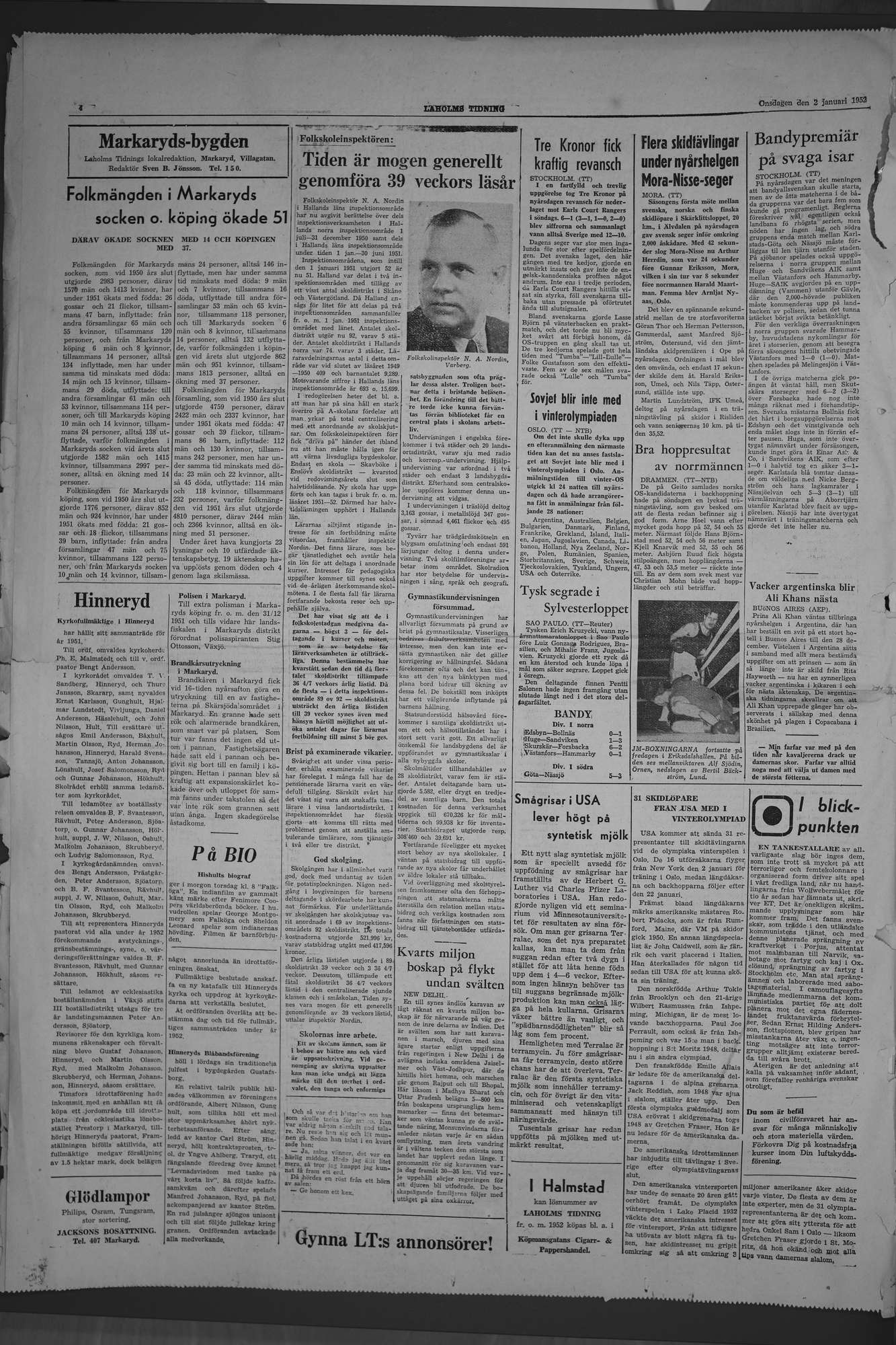 Laholms Tidning Onsdag 2 januari 1952, sida 4