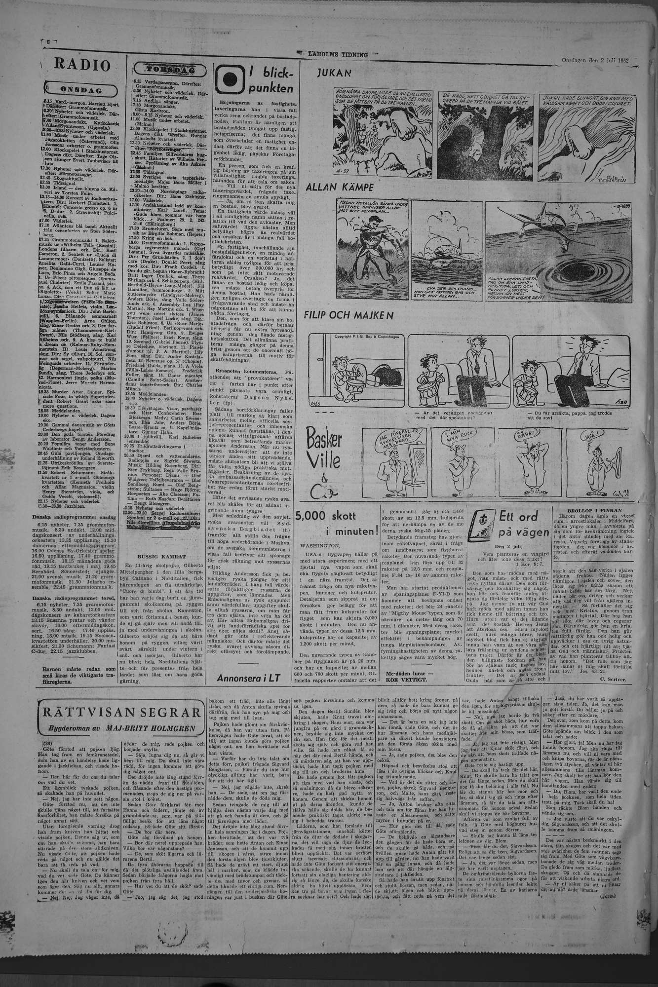 Laholms Tidning Onsdag 2 juli 1952, sida 6