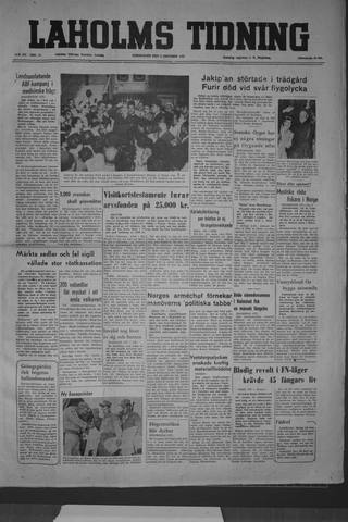 Förstasidan, Torsdag 2 oktober 1952