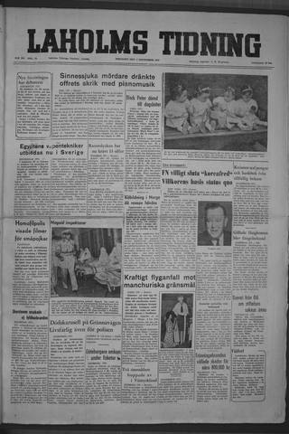 Förstasidan, Tisdag 2 september 1952