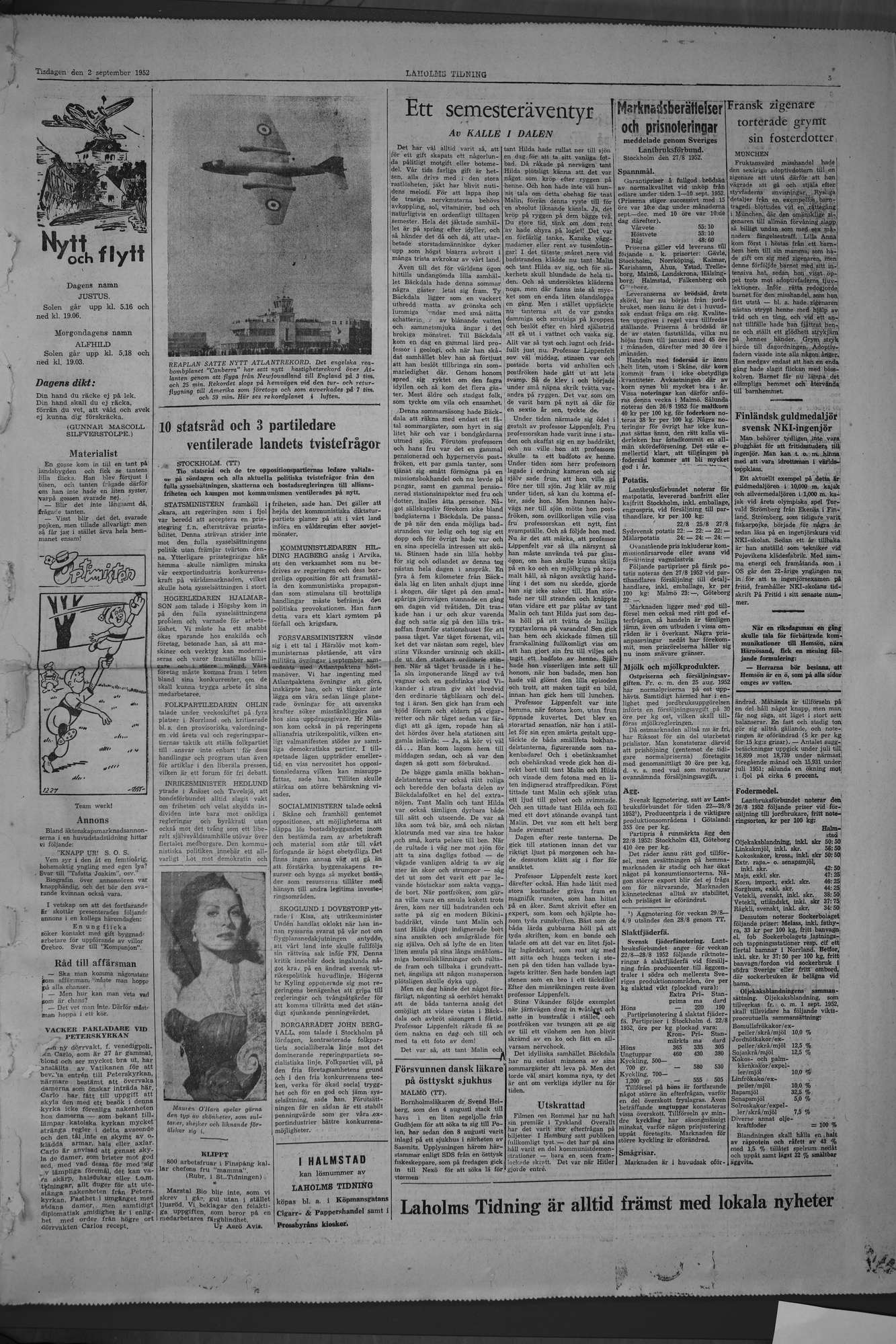 Laholms Tidning Tisdag 2 september 1952, sida 6