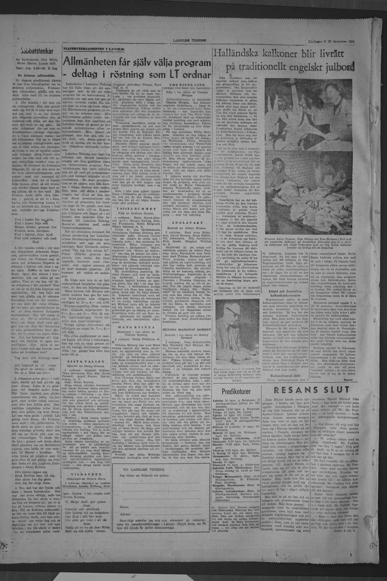 Laholms Tidning Lördag 20 december 1952, sida 6