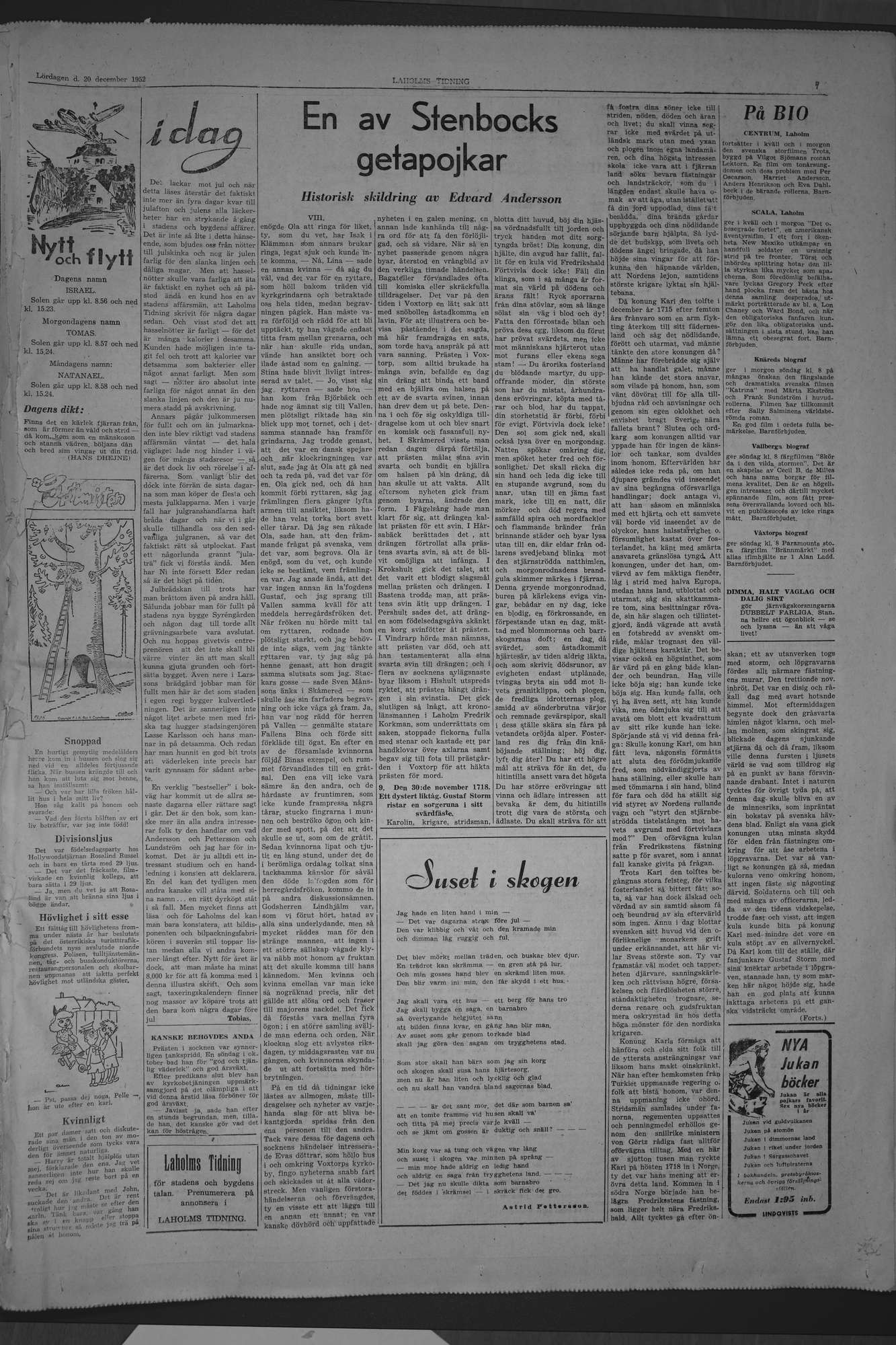 Laholms Tidning Lördag 20 december 1952, sida 7