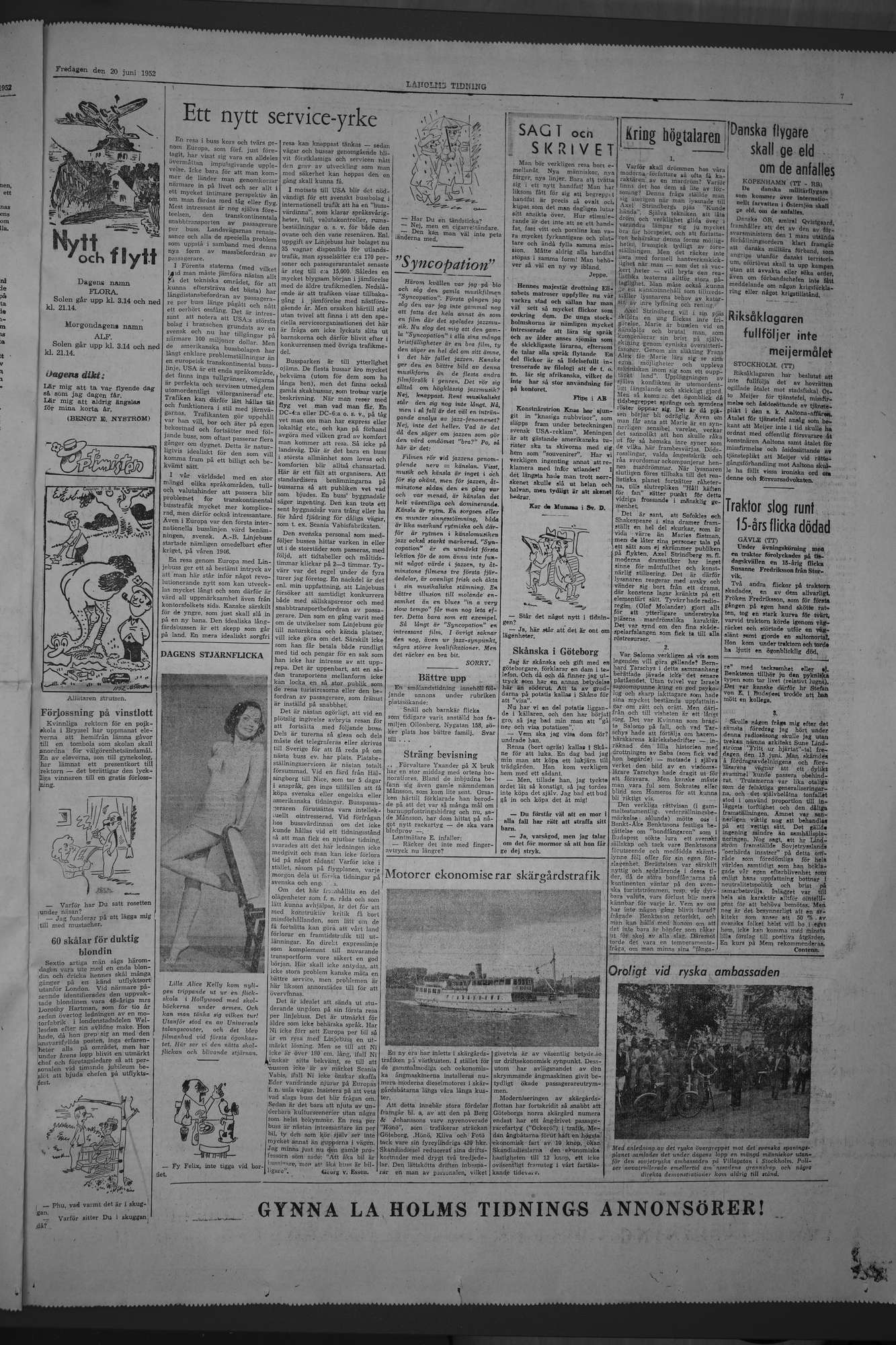 Laholms Tidning Fredag 20 juni 1952, sida 7