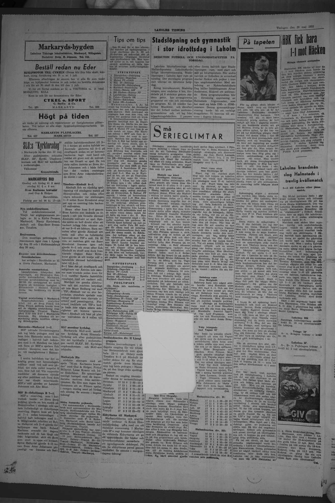 Laholms Tidning Tisdag 20 maj 1952, sida 4