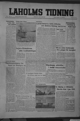 Förstasidan, Torsdag 20 mars 1952