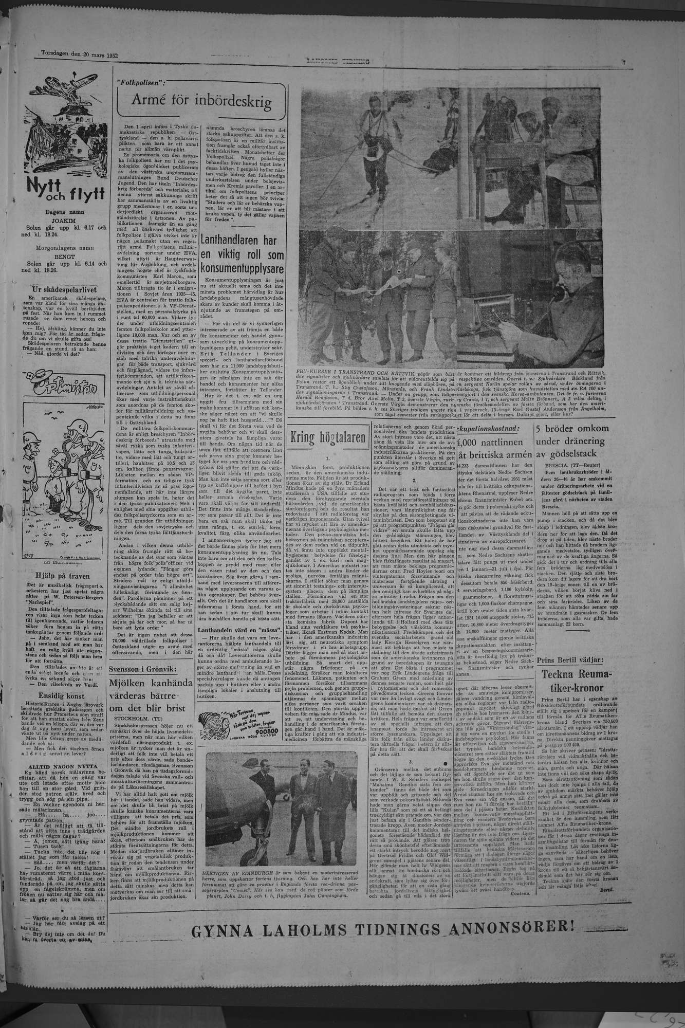 Laholms Tidning Torsdag 20 mars 1952, sida 7