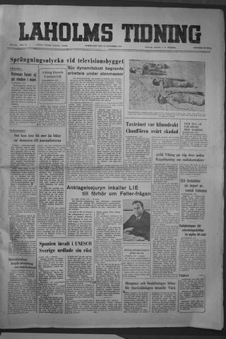 Förstasidan, Torsdag 20 november 1952