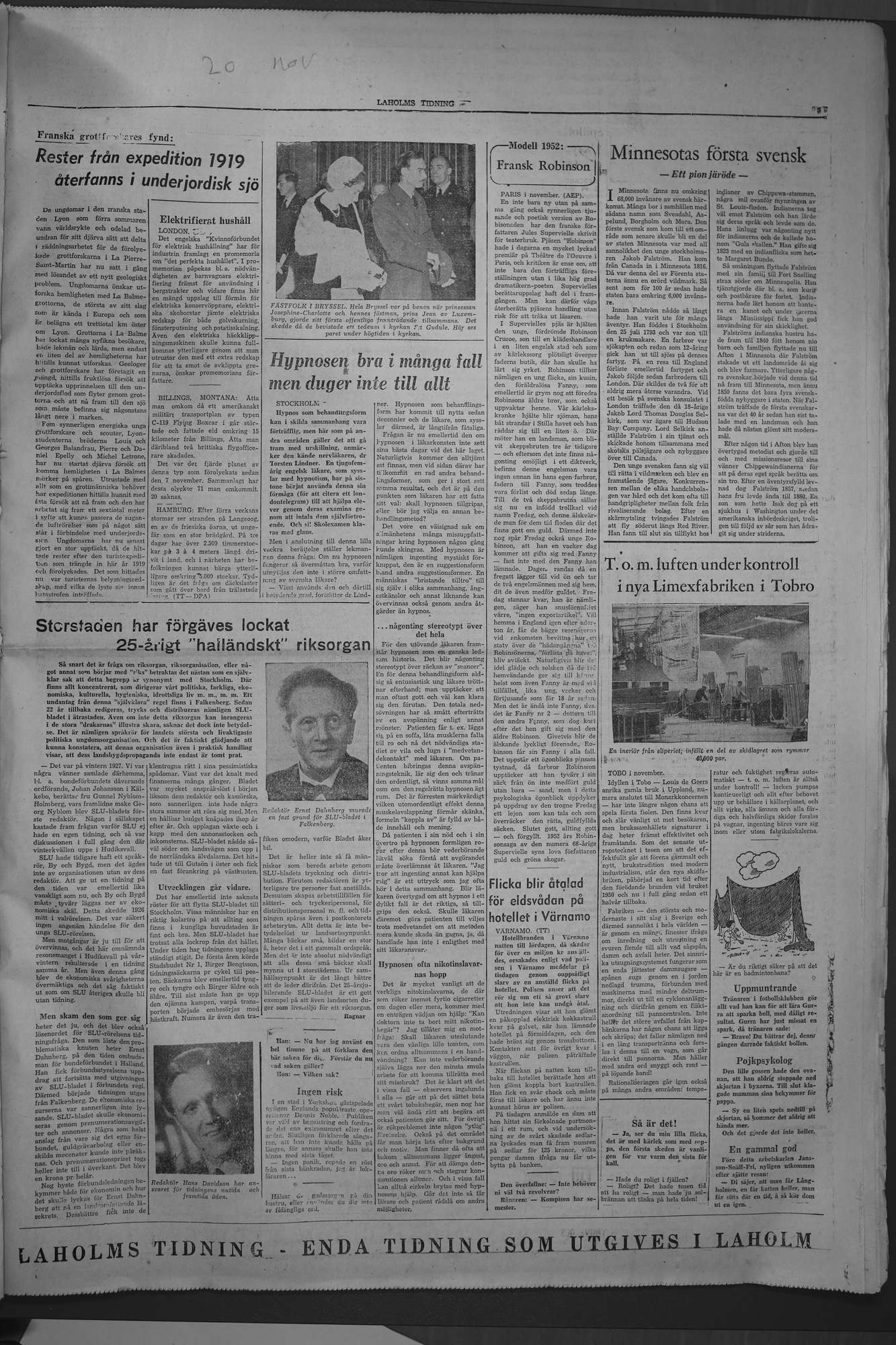 Laholms Tidning Torsdag 20 november 1952, sida 5