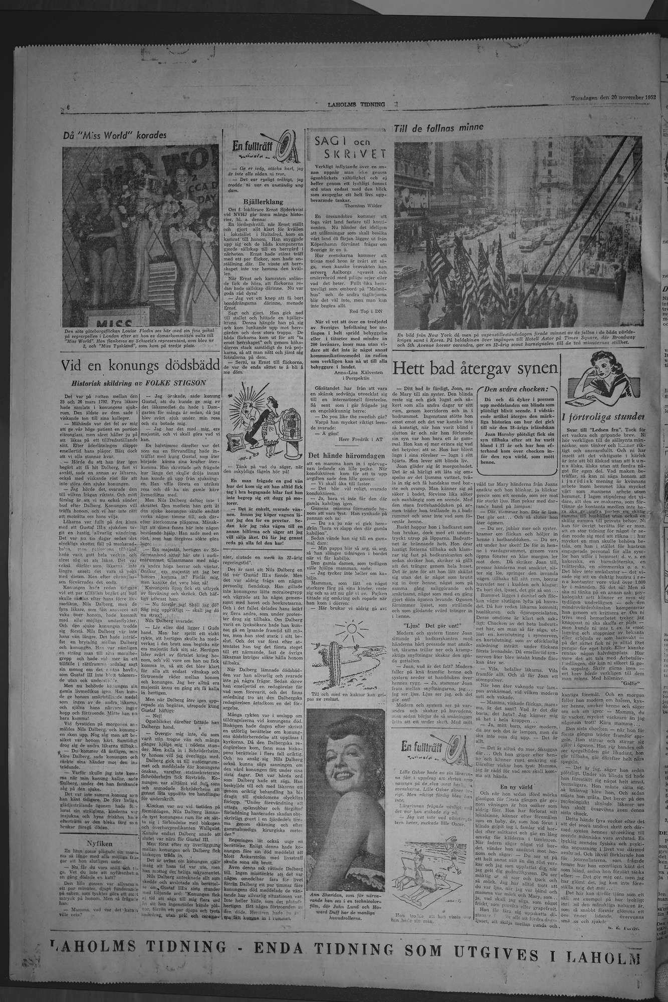 Laholms Tidning Torsdag 20 november 1952, sida 6