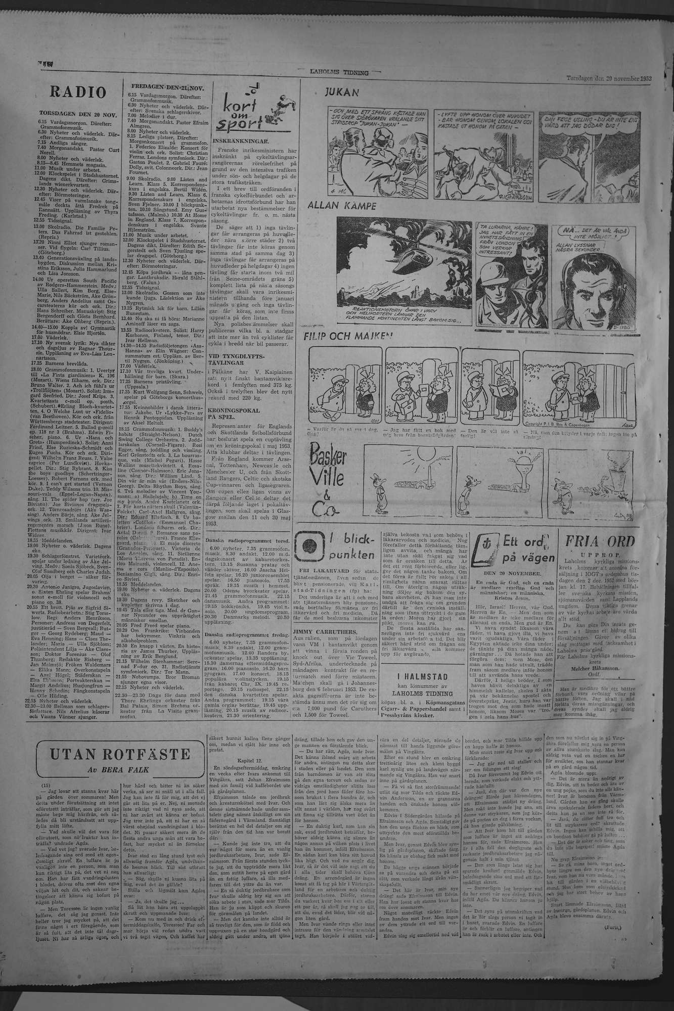 Laholms Tidning Torsdag 20 november 1952, sida 8