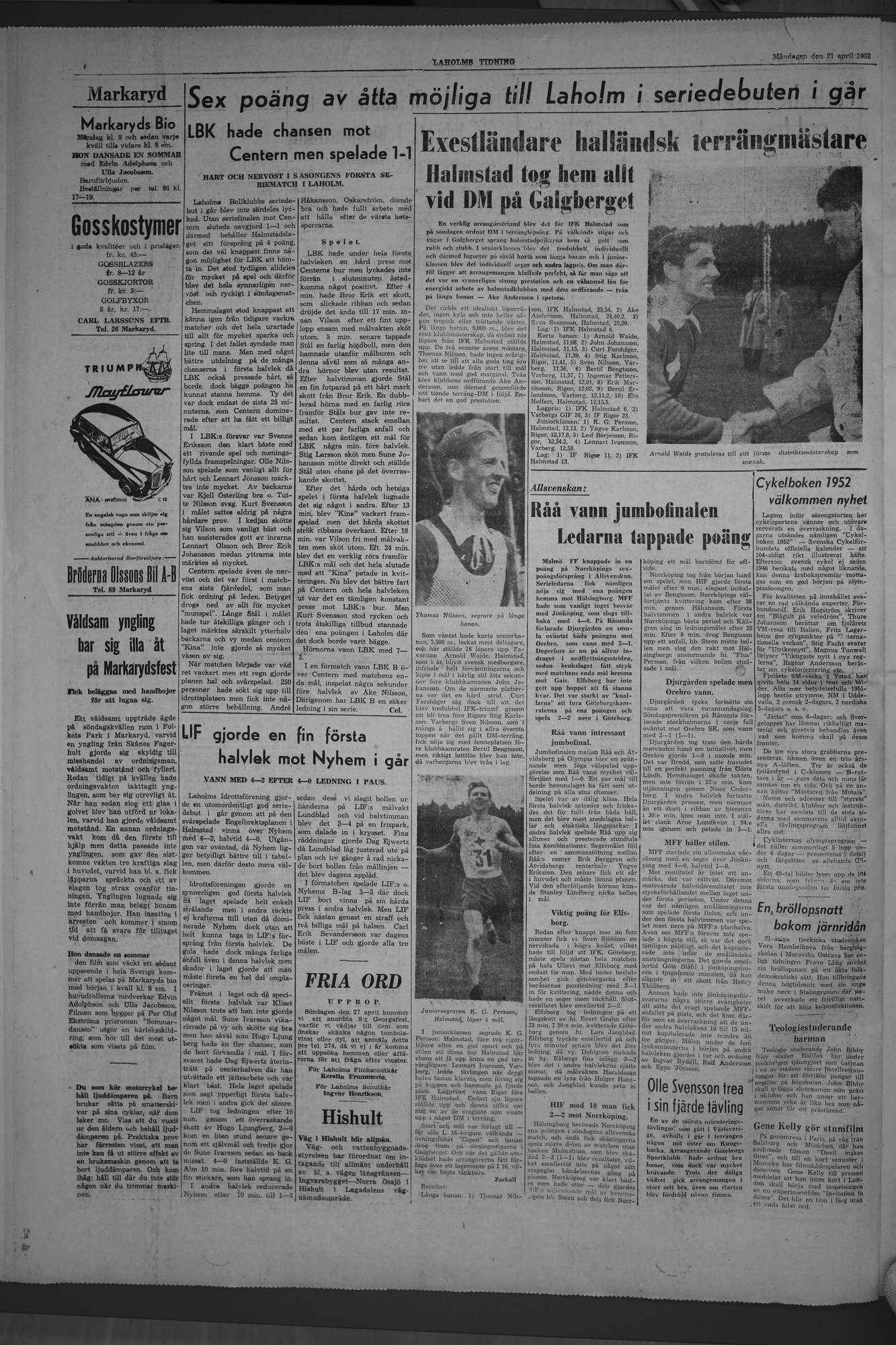 Laholms Tidning Måndag 21 april 1952, sida 4