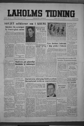 Förstasidan, Torsdag 21 augusti 1952