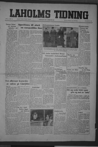 Förstasidan, Torsdag 21 februari 1952