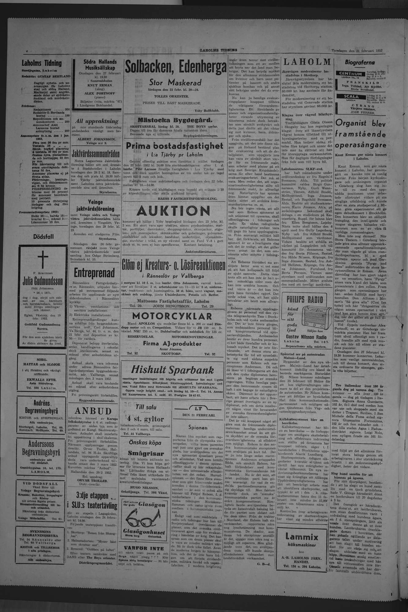Laholms Tidning Torsdag 21 februari 1952, sida 2