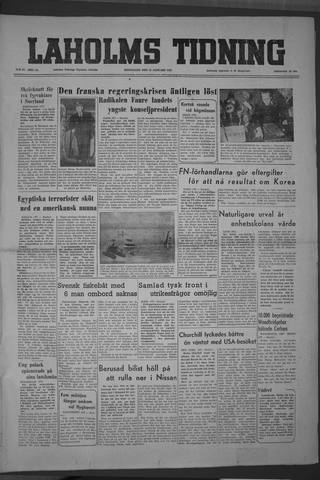 Förstasidan, Måndag 21 januari 1952
