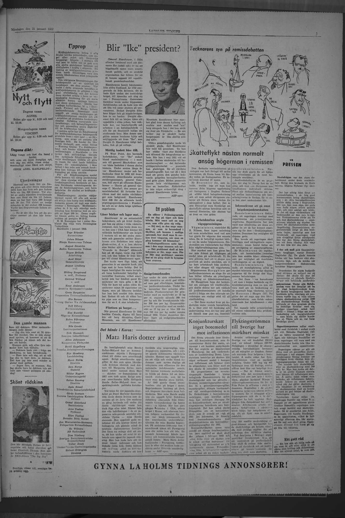 Laholms Tidning Måndag 21 januari 1952, sida 5