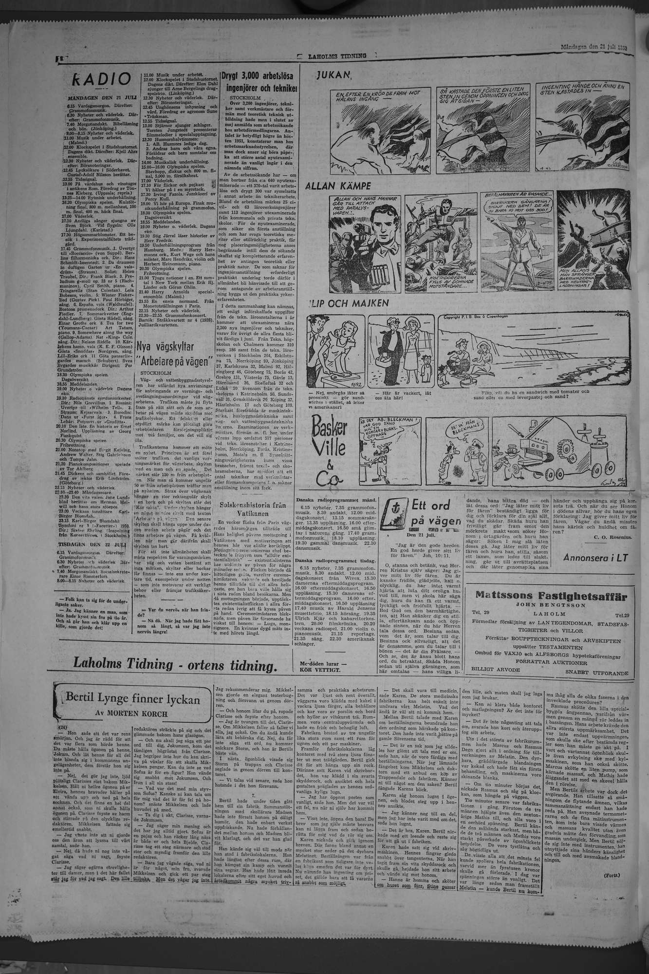 Laholms Tidning Måndag 21 juli 1952, sida 8