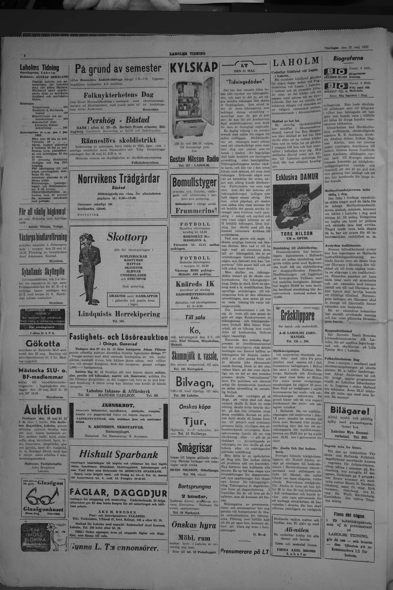 Laholms Tidning Onsdag 21 maj 1952, sida 2