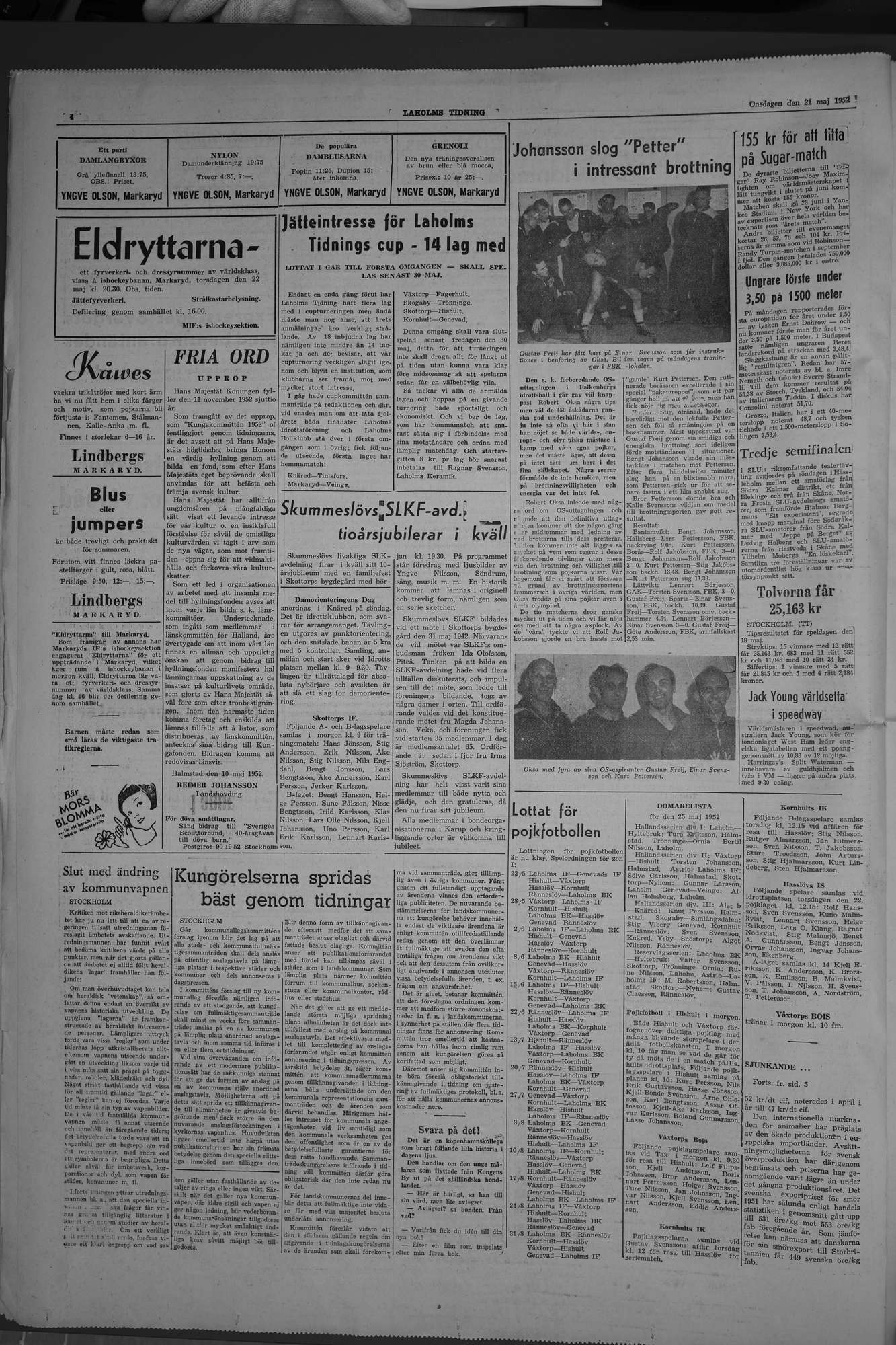 Laholms Tidning Onsdag 21 maj 1952, sida 4