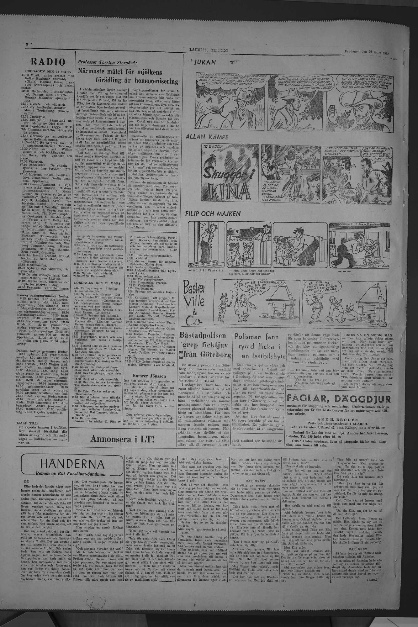 Laholms Tidning Fredag 21 mars 1952, sida 8