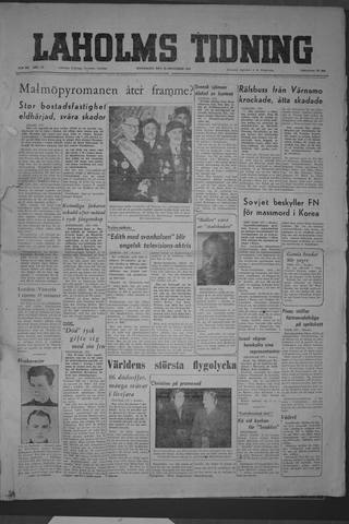 Förstasidan, Måndag 22 december 1952