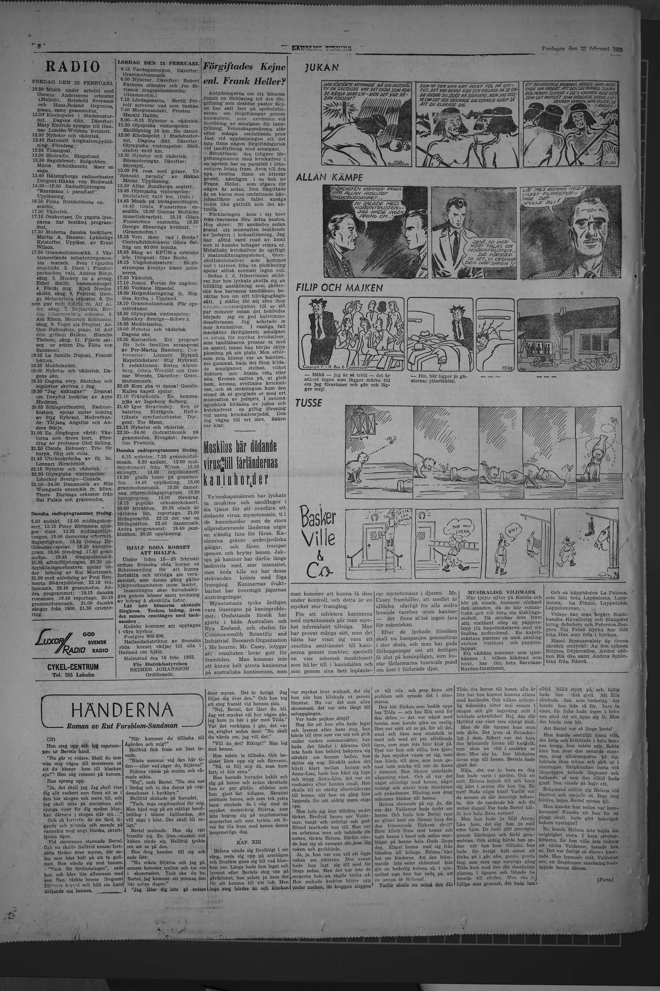 Laholms Tidning Fredag 22 februari 1952, sida 8